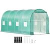Walk-in Tunnel Greenhouse, 15 x 7 x 7 ft Portable Plant Hot House with Galvanized Steel Hoops, 1 Top Beam, Diagonal Poles