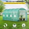 Walk-in Tunnel Greenhouse, 15 x 7 x 7 ft Portable Plant Hot House with Galvanized Steel Hoops, 1 Top Beam, Diagonal Poles