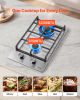 Gas Cooktop 12 inch, Max 12250BTU 2 Burners Built-in Stainless Steel Gas Stove Top