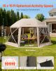 Pop up Gazebo Screen Tent, 15 x 15 ft, 13-Sided Spherical Camping Canopy Tent with Removable Top & Carry Bag, Quick-Set & Bite-Proof