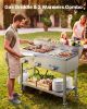 Outdoor Propane Griddle, 3 Burners (11,600 BTU Each), Commercial Stainless Steel Griddle with Two 1/3 Size Food Warming Pans