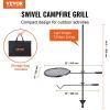 Swivel Campfire Grill, Fire Pit Grill Grate over Fire Pits, Heavy Duty Steel Grill Grates, 360° Adjustable Open Fire Outdoor Cooking Equipment